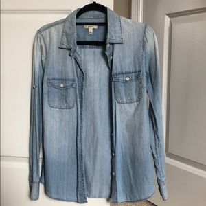 J Crew Denim Button Down, Chambray, Size 4